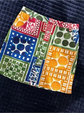 Farm Rio Colorblock Graphic Print Mini Skirt - Multi Large